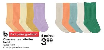 Promotions Chaussettes côtelées bébé - Produit maison - Zeeman  - Valide de 13/01/2024 à 19/01/2024 chez Zeeman