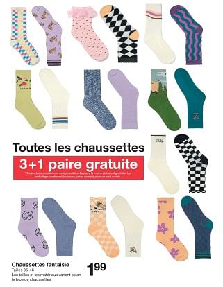 Promotions Chaussettes fantaisie - Produit maison - Zeeman  - Valide de 13/01/2024 à 19/01/2024 chez Zeeman