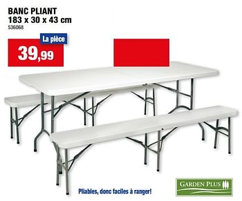 Promotions Banc pliant - Garden Plus  - Valide de 17/01/2024 à 28/01/2024 chez Hubo