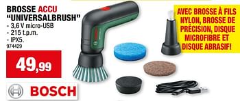 Promotions Bosch brosse accu universalbrush - Bosch - Valide de 17/01/2024 à 28/01/2024 chez Hubo