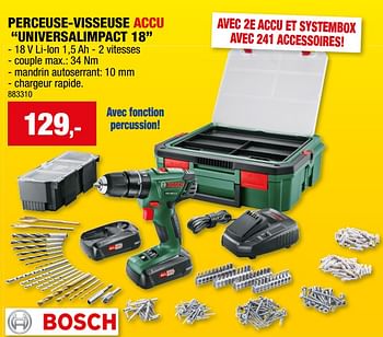 Promotions Bosch perceuse-visseuse accu universalimpact 18 - Bosch - Valide de 17/01/2024 à 28/01/2024 chez Hubo