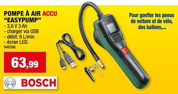 Promotions Bosch pompe à air accu easypump - Bosch - Valide de 17/01/2024 à 28/01/2024 chez Hubo