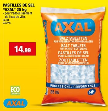 Promotions Pastilles de sel axal - Axal - Valide de 17/01/2024 à 28/01/2024 chez Hubo