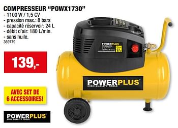 Promotions Powerplus compresseur powx1730 - Powerplus - Valide de 17/01/2024 à 28/01/2024 chez Hubo