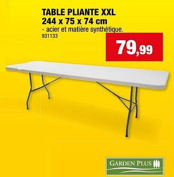 Promotions Table pliante xxl - Garden Plus  - Valide de 17/01/2024 à 28/01/2024 chez Hubo