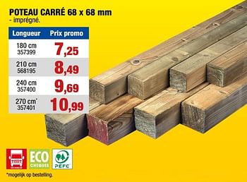 Promotions Poteau carré - Produit maison - Hubo  - Valide de 17/01/2024 à 28/01/2024 chez Hubo