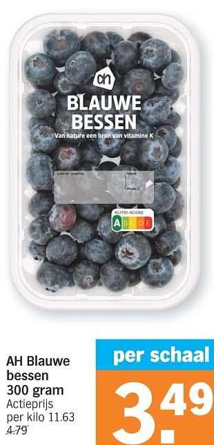 Promotions Ah blauwe bessen - Produit Maison - Albert Heijn - Valide de 15/01/2024 à 21/01/2024 chez Albert Heijn