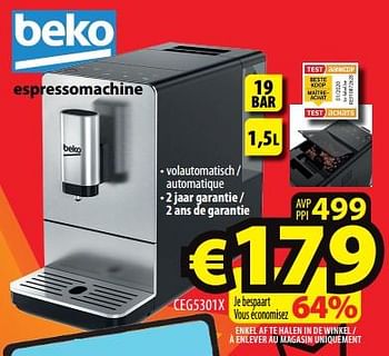 Promotions Beko espressomachine ceg5301x - Beko - Valide de 17/01/2024 à 24/01/2024 chez ElectroStock