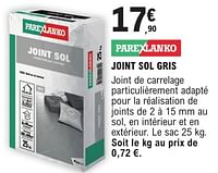Promotions Joint sol gris - Parexlanko - Valide de 09/01/2024 à 31/12/2024 chez E.Leclerc