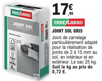 Promotions Joint sol gris - Parexlanko - Valide de 09/01/2024 à 31/12/2024 chez E.Leclerc