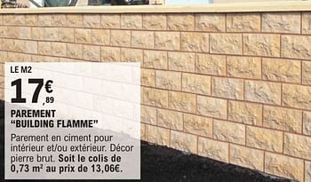 Promotions Parement building flamme - Produit Maison - E.Leclerc - Valide de 09/01/2024 à 31/12/2024 chez E.Leclerc