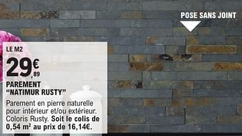 Promotions Parement natimur rusty - Produit Maison - E.Leclerc - Valide de 09/01/2024 à 31/12/2024 chez E.Leclerc