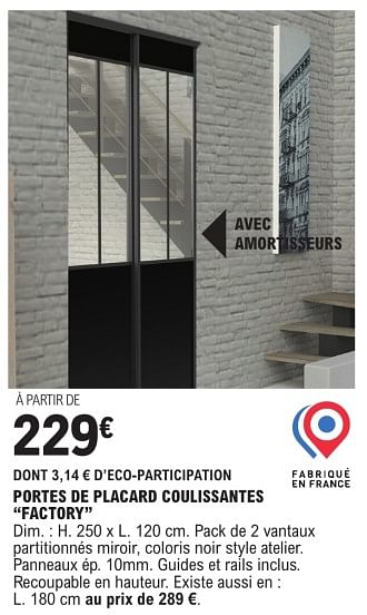 Promoties Portes de placard coulissantes factory - Huismerk - E.Leclerc - Geldig van 09/01/2024 tot 31/12/2024 bij E.Leclerc