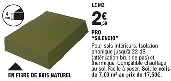 Promotions Pro silencio isolation phonique - Produit Maison - E.Leclerc - Valide de 09/01/2024 à 31/12/2024 chez E.Leclerc