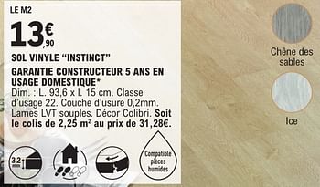 Promotions Sol vinyle instinct - Produit Maison - E.Leclerc - Valide de 09/01/2024 à 31/12/2024 chez E.Leclerc