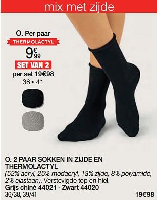 Promotions 2 paar sokken in zijde en thermolactyl - Produit Maison - Damart - Valide de 02/01/2024 à 30/06/2024 chez Damart