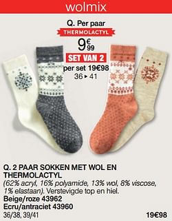 2 paar sokken met wol en thermolactyl