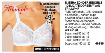 Promotions Beha zonder beugels delicate doreen van triumph - Triumph - Valide de 02/01/2024 à 30/06/2024 chez Damart