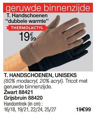 Promotions Handschoenen, uniseks - Produit Maison - Damart - Valide de 02/01/2024 à 30/06/2024 chez Damart