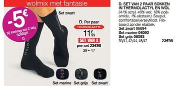 Promoties Set van 2 paar sokken in thermolactyl en wol - Huismerk - Damart - Geldig van 02/01/2024 tot 30/06/2024 bij Damart
