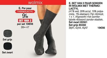 Promotions Set van 2 paar sokken in wolmix met thermo- lactyl - Produit Maison - Damart - Valide de 02/01/2024 à 30/06/2024 chez Damart