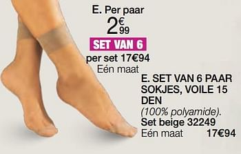 Promoties Set van 6 paar sokjes, voile 15 den - Huismerk - Damart - Geldig van 02/01/2024 tot 30/06/2024 bij Damart