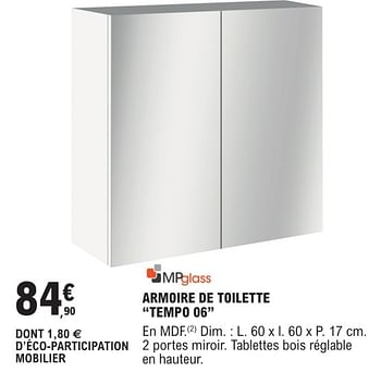 Promoties Armoire de toilette tempo 06 - MP Glass - Geldig van 09/01/2024 tot 31/12/2024 bij E.Leclerc