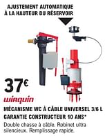 Promotions Mécanisme wc à câble universel - Wirquin - Valide de 09/01/2024 à 31/12/2024 chez E.Leclerc