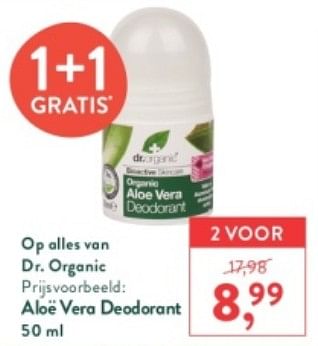 Promoties Aloe vera deodorant - Dr. Organic - Geldig van 13/01/2024 tot 21/01/2024 bij Holland & Barret