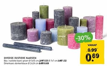 Promoties Diverse rustieke kaarsen dinerkaars donkerblauw - Huismerk - Xenos - Geldig van 14/01/2024 tot 27/01/2024 bij Xenos