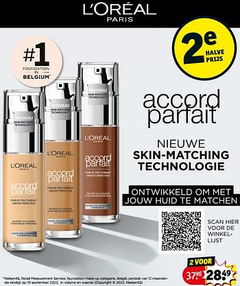 Promoties Accord parfait skin-matching technologie - L'Oreal Paris - Geldig van 16/01/2024 tot 28/01/2024 bij Kruidvat