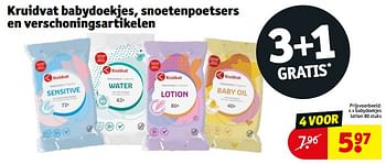 Promoties Babydoekjes lotion - Huismerk - Kruidvat - Geldig van 16/01/2024 tot 28/01/2024 bij Kruidvat