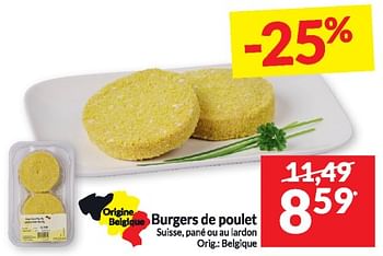 Promotions Burgers de poulet suisse, pané ou au lardon - Produit maison - Intermarche - Valide de 16/01/2024 à 21/01/2024 chez Intermarche