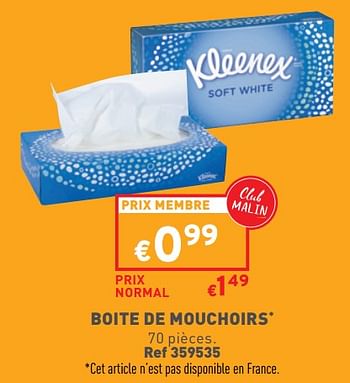 Promotions Boite de mouchoirs - Kleenex - Valide de 17/01/2024 à 31/01/2024 chez Trafic