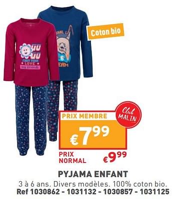 Promotions Pyjama enfant - Produit maison - Trafic  - Valide de 17/01/2024 à 31/01/2024 chez Trafic