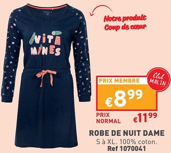 Promotions Robe de nuit dame - Produit maison - Trafic  - Valide de 17/01/2024 à 31/01/2024 chez Trafic