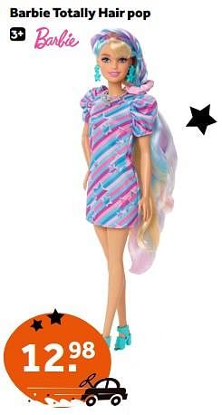 Promoties Barbie totally hair pop - Mattel - Geldig van 27/12/2023 tot 28/01/2024 bij Intertoys
