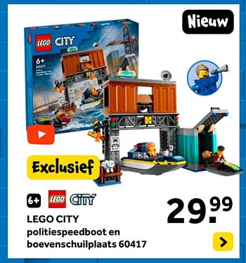 Promoties Lego city politiespeedboot en boevenschuilplaats 60417 - Lego - Geldig van 01/01/2024 tot 28/01/2024 bij Intertoys