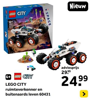 Promotions Lego city ruimteverkenner en buitenaards leven 60431 - Lego - Valide de 01/01/2024 à 28/01/2024 chez Intertoys