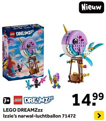 Promoties Lego dreamzzz izzie’s narwal-luchtballon 71472 - Lego - Geldig van 01/01/2024 tot 28/01/2024 bij Intertoys