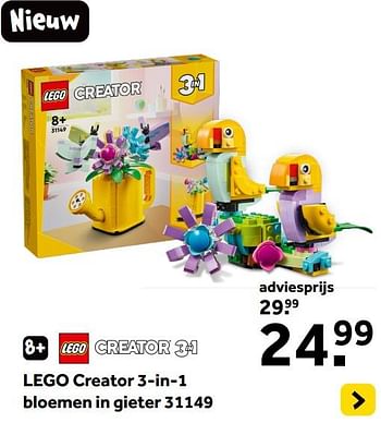 Promoties Lego creator 3-in-1 bloemen in gieter 31149 - Lego - Geldig van 01/01/2024 tot 28/01/2024 bij Intertoys