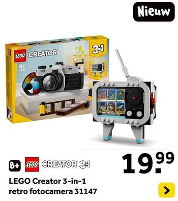 Promoties Lego creator 3-in-1 retro fotocamera 31147 - Lego - Geldig van 01/01/2024 tot 28/01/2024 bij Intertoys