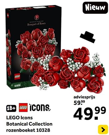Promoties Lego icons botanical collection rozenboeket 10328 - Lego - Geldig van 01/01/2024 tot 28/01/2024 bij Intertoys