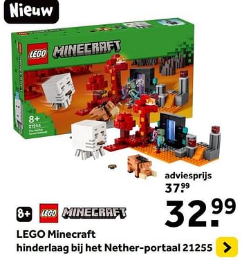 Promoties Lego minecraft hinderlaag bij het nether-portaal 21255 - Lego - Geldig van 01/01/2024 tot 28/01/2024 bij Intertoys