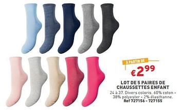 Promotions Lot de 5 paires de chaussettes enfant - Produit maison - Trafic  - Valide de 24/01/2024 à 29/01/2024 chez Trafic