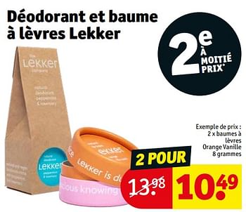 Promotions Baumes à lèvres orange vanille - The Lekker Company - Valide de 16/01/2024 à 28/01/2024 chez Kruidvat