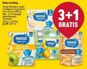 Promoties Babyvoeding fruitpapje, appel-banaan - Nestlé - Geldig van 18/01/2024 tot 24/01/2024 bij Delhaize