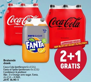 Promoties Bruisende drank orange zero sugar, fanta - Fanta - Geldig van 18/01/2024 tot 24/01/2024 bij Delhaize