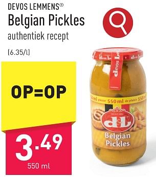 Promotions Belgian pickles - Devos Lemmens - Valide de 19/01/2024 à 20/01/2024 chez Aldi