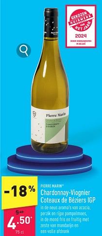 Promoties Chardonnay-viognier coteaux de béziers igp - Witte wijnen - Geldig van 15/01/2024 tot 20/01/2024 bij Aldi